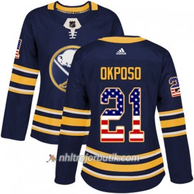 Dame Ishockey Buffalo Sabres Tröja Kyle Okposo 21 Adidas 2017-2018 Marinblå USA Flag Fashion Authentic